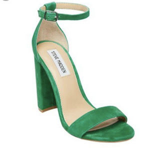 green ankle strap heels